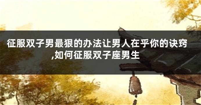 征服双子男最狠的办法让男人在乎你的诀窍,如何征服双子座男生