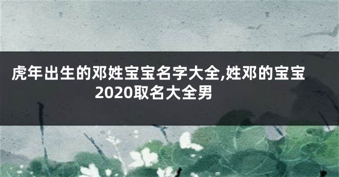 虎年出生的邓姓宝宝名字大全,姓邓的宝宝2020取名大全男