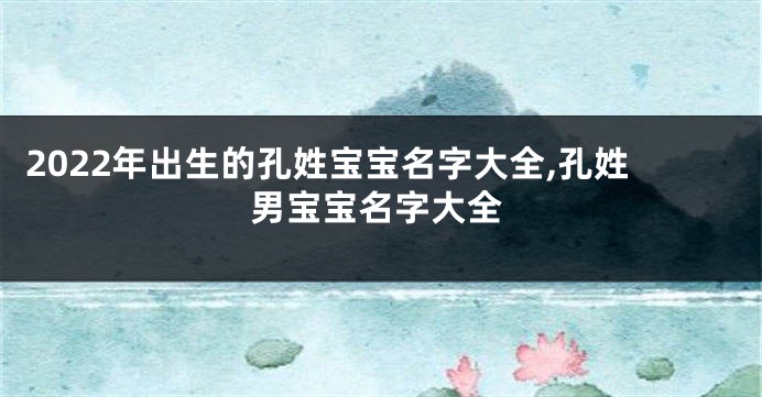 2022年出生的孔姓宝宝名字大全,孔姓男宝宝名字大全