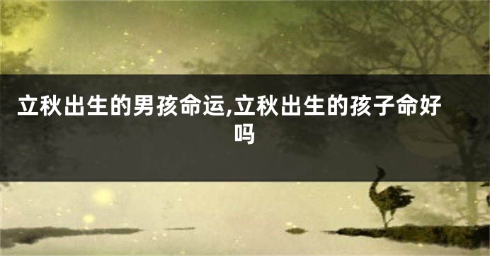 立秋出生的男孩命运,立秋出生的孩子命好吗