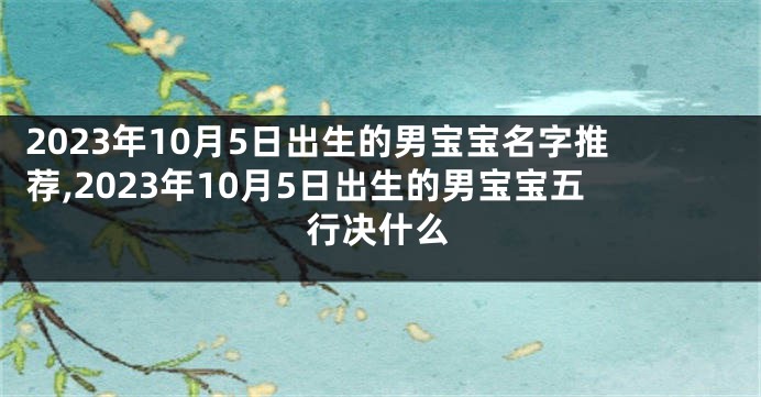 2023年10月5日出生的男宝宝名字推荐,2023年10月5日出生的男宝宝五行决什么