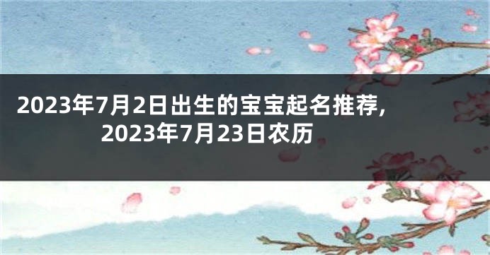 2023年7月2日出生的宝宝起名推荐,2023年7月23日农历