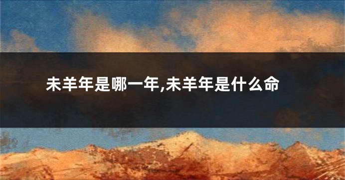 未羊年是哪一年,未羊年是什么命