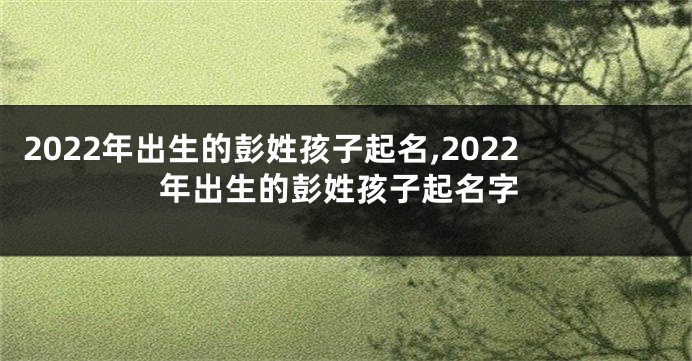 2022年出生的彭姓孩子起名,2022年出生的彭姓孩子起名字