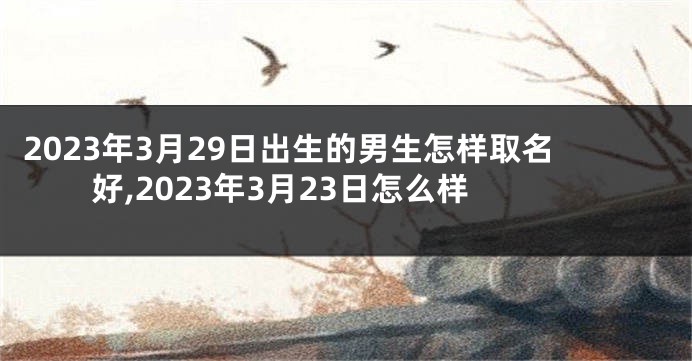 2023年3月29日出生的男生怎样取名好,2023年3月23日怎么样