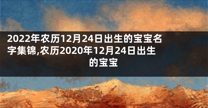 2022年农历12月24日出生的宝宝名字集锦,农历2020年12月24日出生的宝宝