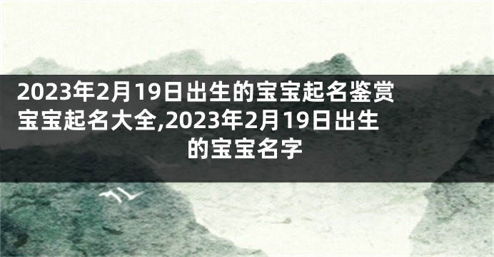 2023年2月19日出生的宝宝起名鉴赏宝宝起名大全,2023年2月19日出生的宝宝名字