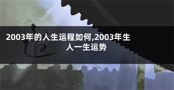 2003年的人生运程如何,2003年生人一生运势