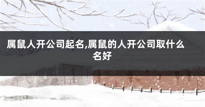 属鼠人开公司起名,属鼠的人开公司取什么名好