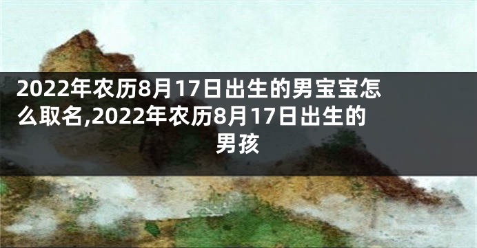 2022年农历8月17日出生的男宝宝怎么取名,2022年农历8月17日出生的男孩