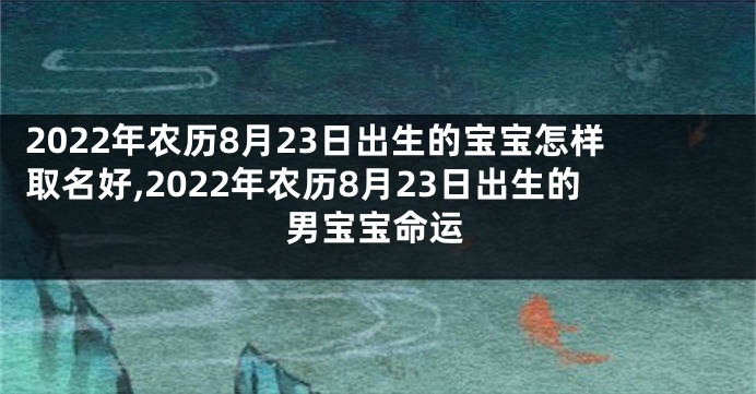 2022年农历8月23日出生的宝宝怎样取名好,2022年农历8月23日出生的男宝宝命运