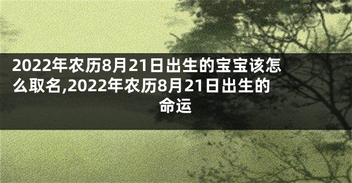 2022年农历8月21日出生的宝宝该怎么取名,2022年农历8月21日出生的命运