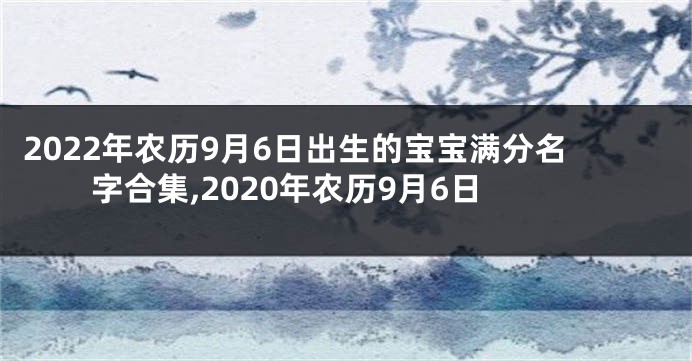2022年农历9月6日出生的宝宝满分名字合集,2020年农历9月6日