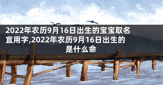 2022年农历9月16日出生的宝宝取名宜用字,2022年农历9月16日出生的是什么命