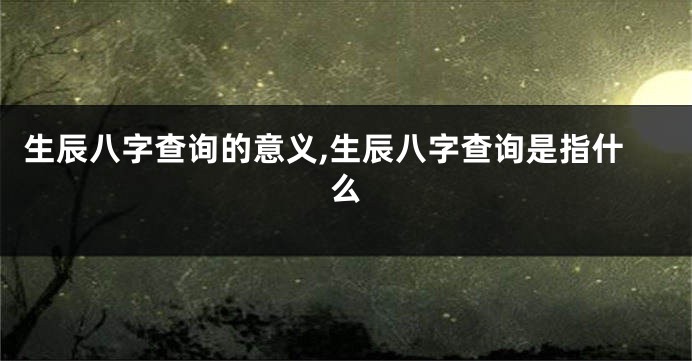 生辰八字查询的意义,生辰八字查询是指什么