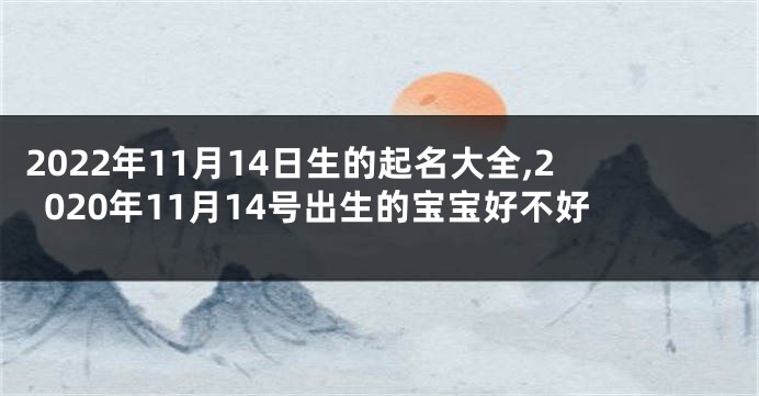 2022年11月14日生的起名大全,2020年11月14号出生的宝宝好不好