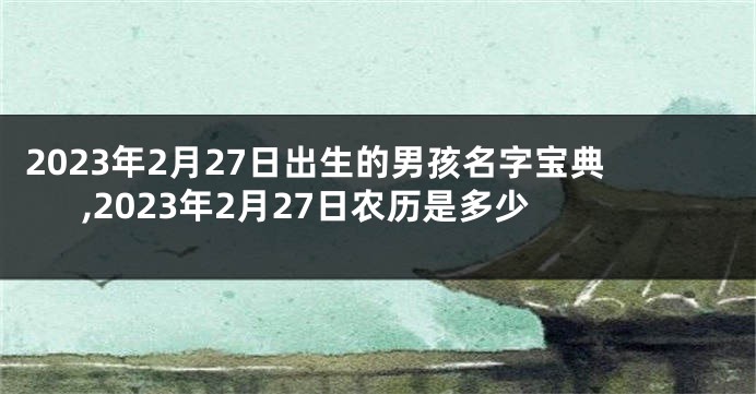 2023年2月27日出生的男孩名字宝典,2023年2月27日农历是多少