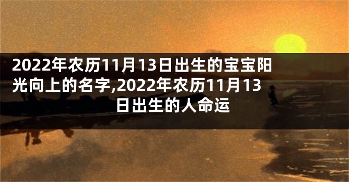 2022年农历11月13日出生的宝宝阳光向上的名字,2022年农历11月13日出生的人命运