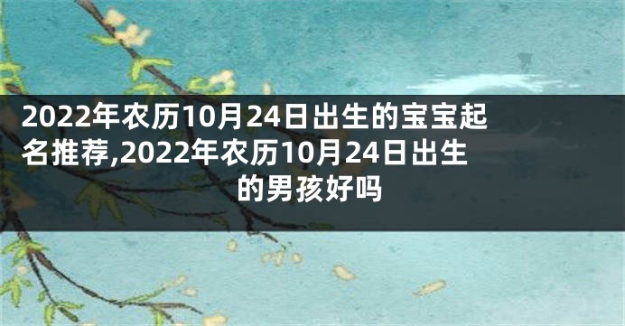 2022年农历10月24日出生的宝宝起名推荐,2022年农历10月24日出生的男孩好吗