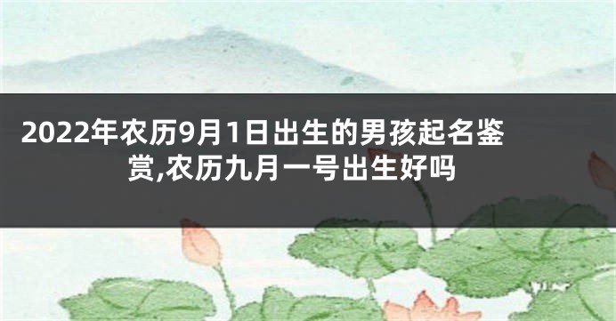 2022年农历9月1日出生的男孩起名鉴赏,农历九月一号出生好吗