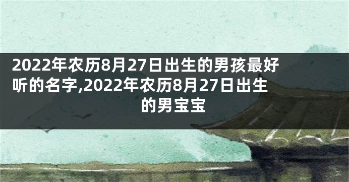 2022年农历8月27日出生的男孩最好听的名字,2022年农历8月27日出生的男宝宝