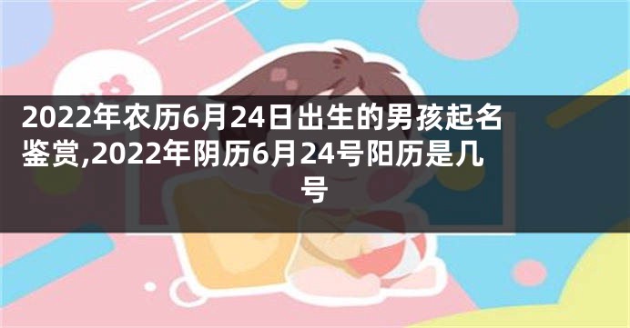 2022年农历6月24日出生的男孩起名鉴赏,2022年阴历6月24号阳历是几号