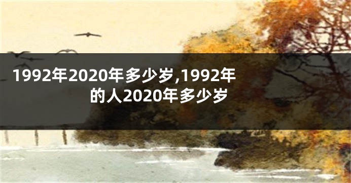 1992年2020年多少岁,1992年的人2020年多少岁
