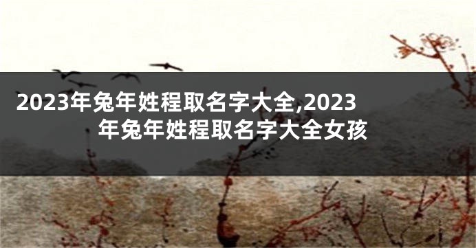 2023年兔年姓程取名字大全,2023年兔年姓程取名字大全女孩