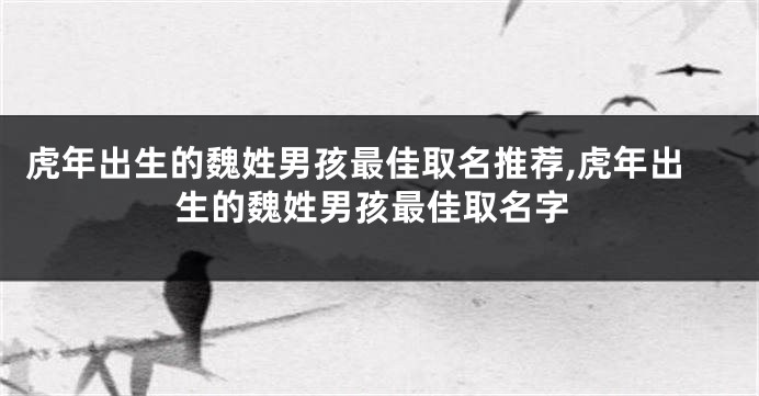虎年出生的魏姓男孩最佳取名推荐,虎年出生的魏姓男孩最佳取名字
