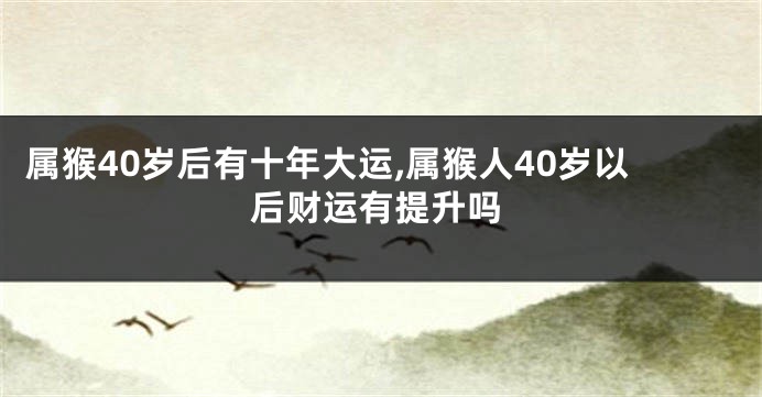 属猴40岁后有十年大运,属猴人40岁以后财运有提升吗