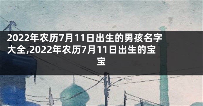 2022年农历7月11日出生的男孩名字大全,2022年农历7月11日出生的宝宝