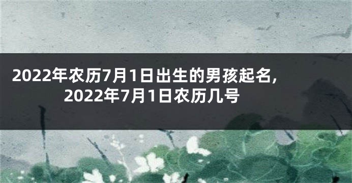 2022年农历7月1日出生的男孩起名,2022年7月1日农历几号