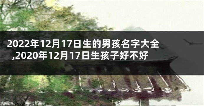 2022年12月17日生的男孩名字大全,2020年12月17日生孩子好不好