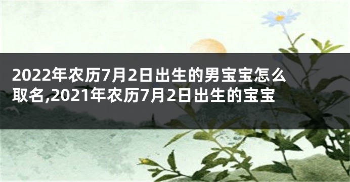 2022年农历7月2日出生的男宝宝怎么取名,2021年农历7月2日出生的宝宝