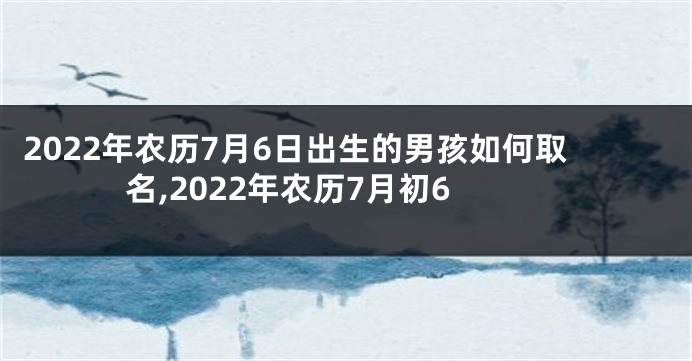 2022年农历7月6日出生的男孩如何取名,2022年农历7月初6