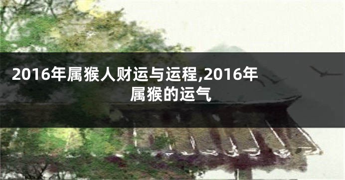 2016年属猴人财运与运程,2016年属猴的运气