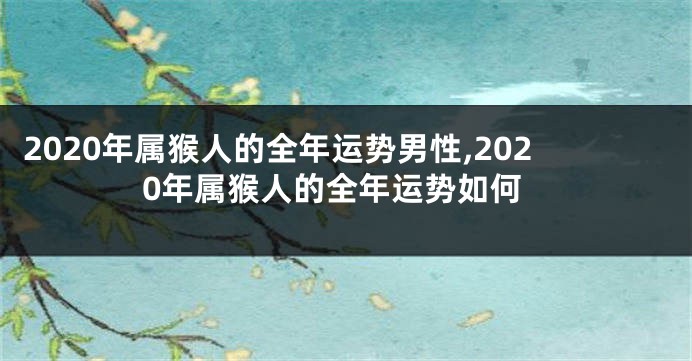 2020年属猴人的全年运势男性,2020年属猴人的全年运势如何