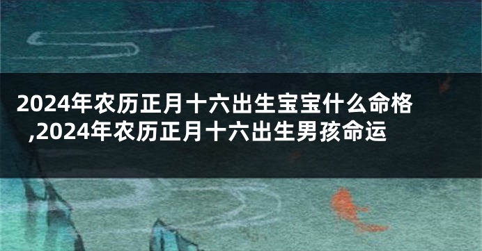 2024年农历正月十六出生宝宝什么命格,2024年农历正月十六出生男孩命运