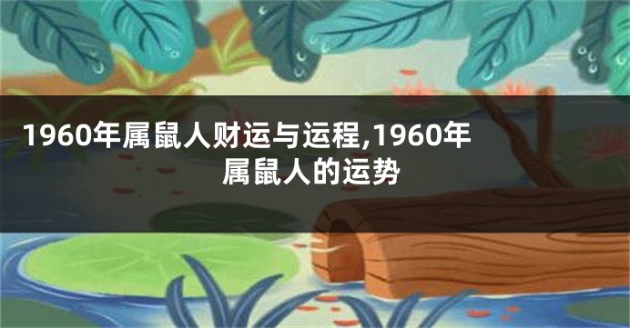 1960年属鼠人财运与运程,1960年属鼠人的运势