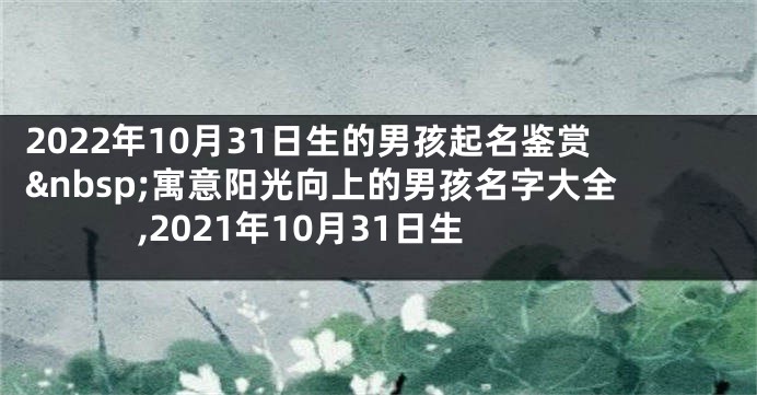 2022年10月31日生的男孩起名鉴赏&nbsp;寓意阳光向上的男孩名字大全,2021年10月31日生