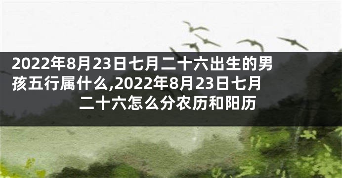 2022年8月23日七月二十六出生的男孩五行属什么,2022年8月23日七月二十六怎么分农历和阳历