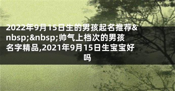 2022年9月15日生的男孩起名推荐 帅气上档次的男孩名字精品,2021年9月15日生宝宝好吗
