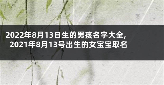 2022年8月13日生的男孩名字大全,2021年8月13号出生的女宝宝取名
