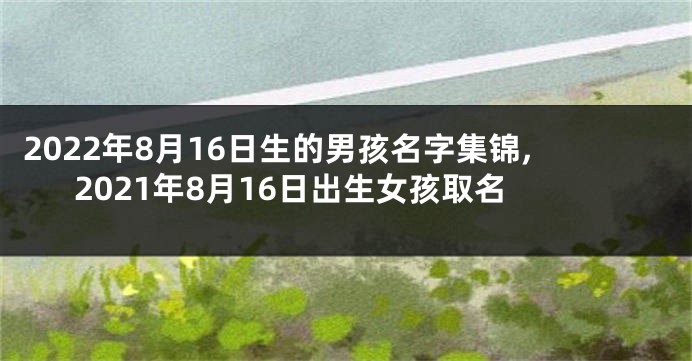 2022年8月16日生的男孩名字集锦,2021年8月16日出生女孩取名