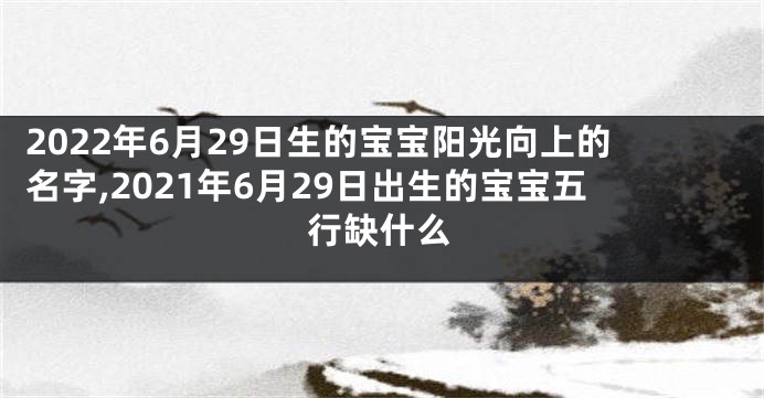 2022年6月29日生的宝宝阳光向上的名字,2021年6月29日出生的宝宝五行缺什么
