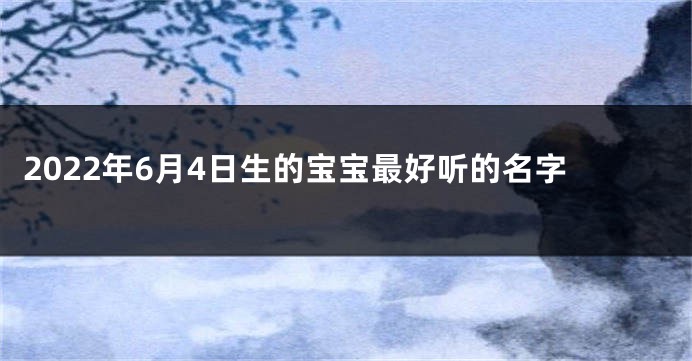 2022年6月4日生的宝宝最好听的名字