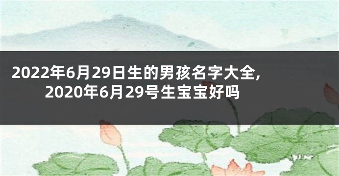 2022年6月29日生的男孩名字大全,2020年6月29号生宝宝好吗