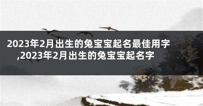 2023年2月出生的兔宝宝起名最佳用字,2023年2月出生的兔宝宝起名字