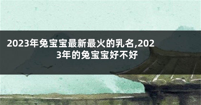 2023年兔宝宝最新最火的乳名,2023年的兔宝宝好不好