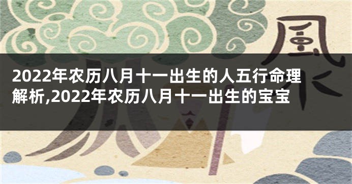 2022年农历八月十一出生的人五行命理解析,2022年农历八月十一出生的宝宝